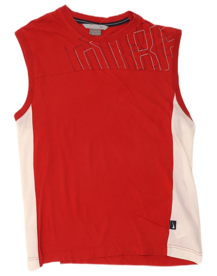 Nike masculino gráfico colete top grande vermelho colorblock algodão