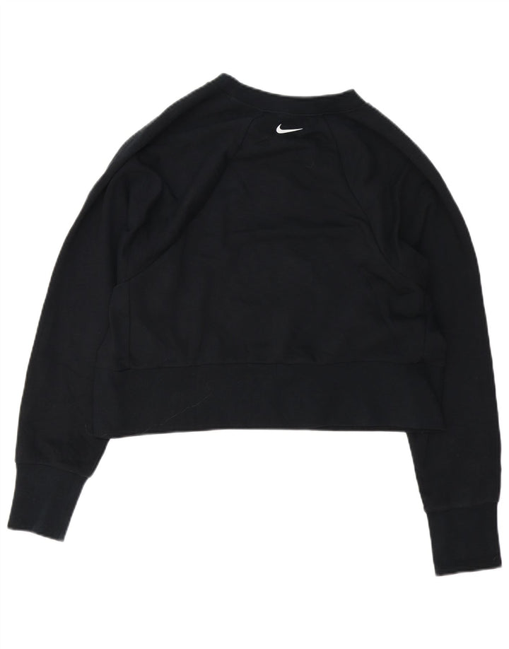 Nike Womens Dri Fit Crop Oversized Moletom Jumper UK 10 Pequeno Preto