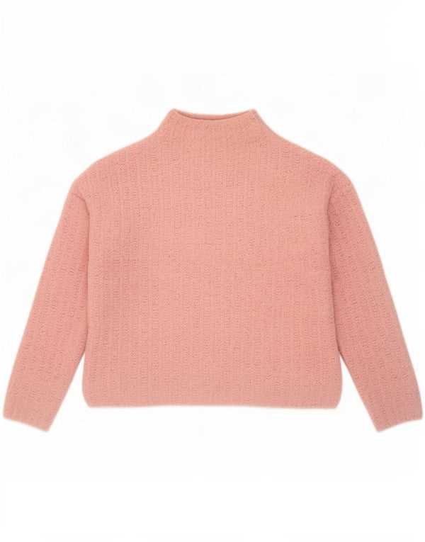 Suéter feminino Massimo Dutti com gola tartaruga e gola redonda Reino Unido 6 XS rosa poliamida