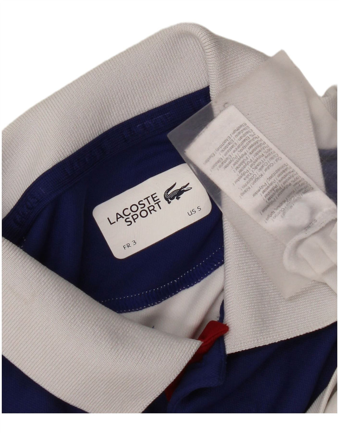 Camisa polo masculina Lacoste tamanho 3 pequeno poliéster branco colorblock