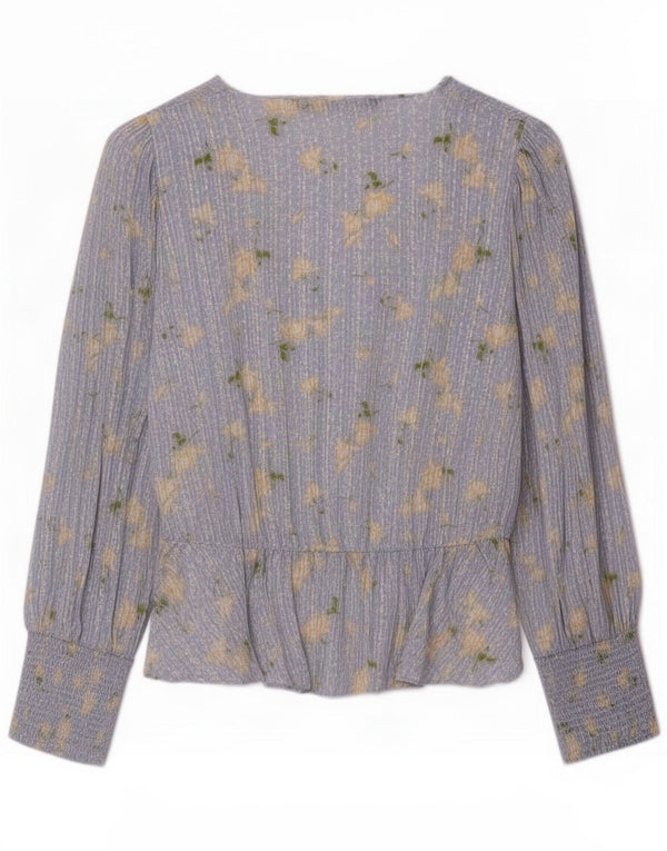 Blusa feminina Zara UK 6 XS azul floral