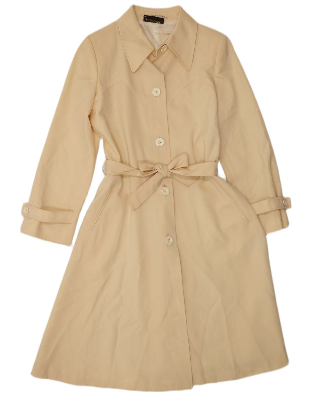 Casaco impermeável feminino vintage UK 10 pequeno bege