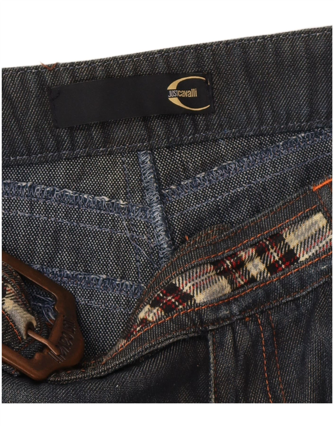 Jeans retos femininos Just Cavalli IT 44 médio W32 L27 azul marinho designer