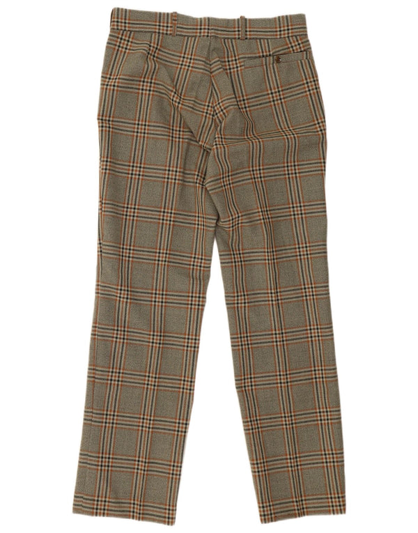 Calça casual reta masculina vintage W30 L30 xadrez cinza