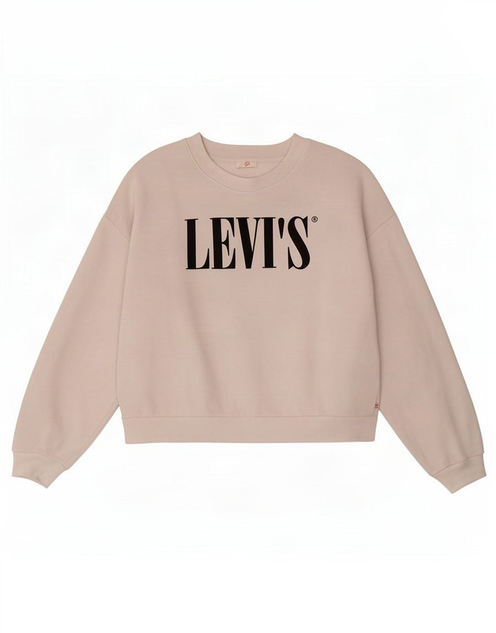 Moletom feminino Levi's Crop Graphic Oversized Jumper UK 14 Médio Branco