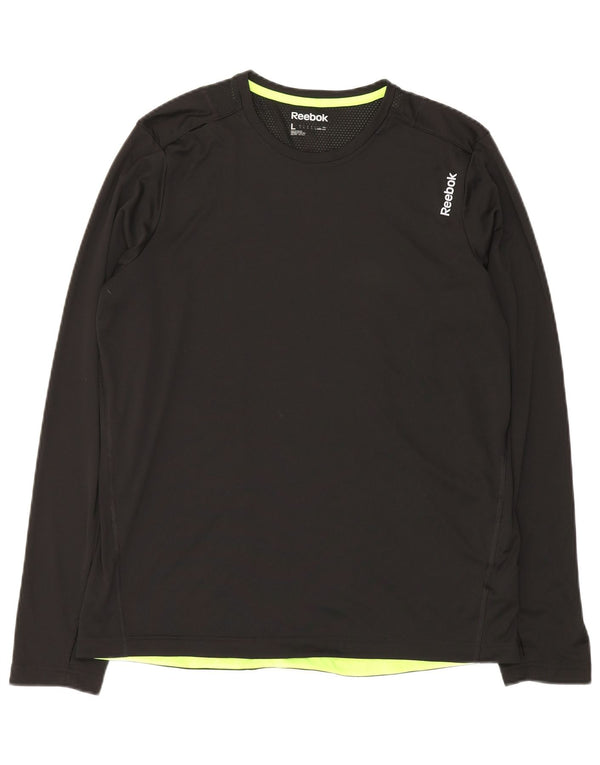 Reebok Mens Top Manga Longa Grande Poliéster Preto