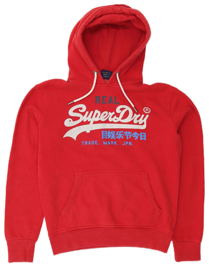 SUPERDRY moletom com capuz masculino gráfico médio algodão vermelho