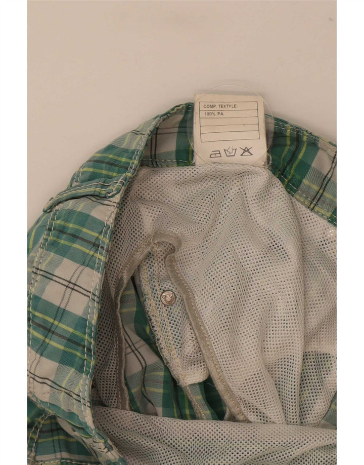 Roy Rogers Shorts de natação masculino grande poliéster xadrez verde