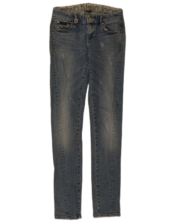 Calvin Klein Jeans skinny feminino desgastado W26 L34 algodão azul