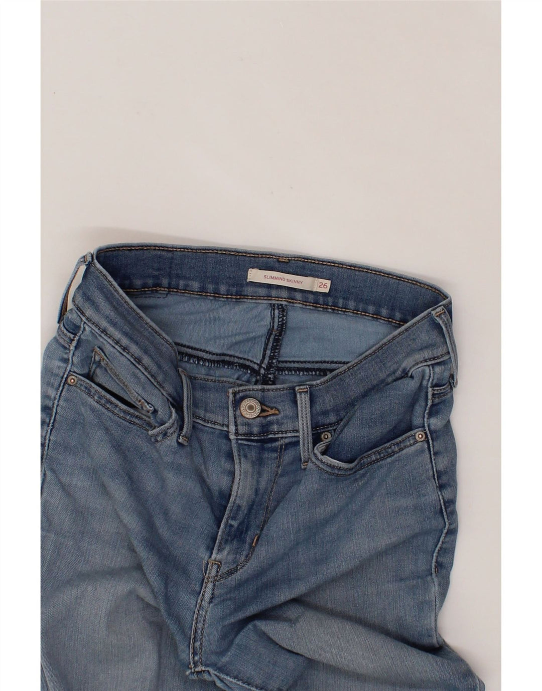 LEVI'S Womens Slimming Skinny Jeans W26 L26 Blue Cotton Vintage Levi's and Second-Hand Levi's from Messina Hembry 
