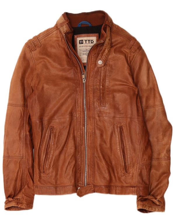 Jaqueta de couro masculina Tom Tailor Reino Unido 40 grande marrom