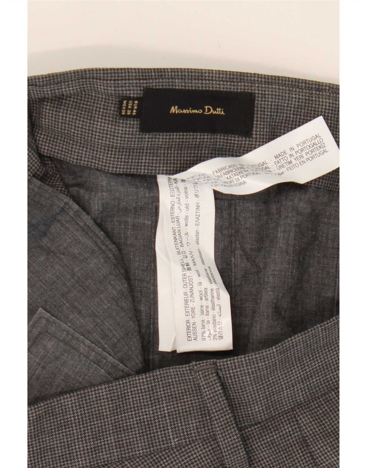 Calça masculina Slim Suit Massimo Dutti EU 46 XL W36 L33 cinza Houndstooth
