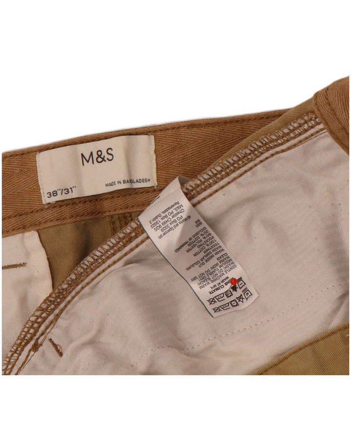 Calça cargo reta masculina Marks & Spencer W38 L31 algodão marrom