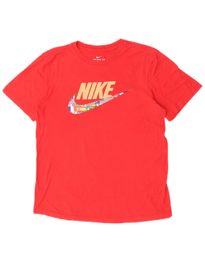 Camiseta Nike masculina gráfica Top médio algodão vermelho