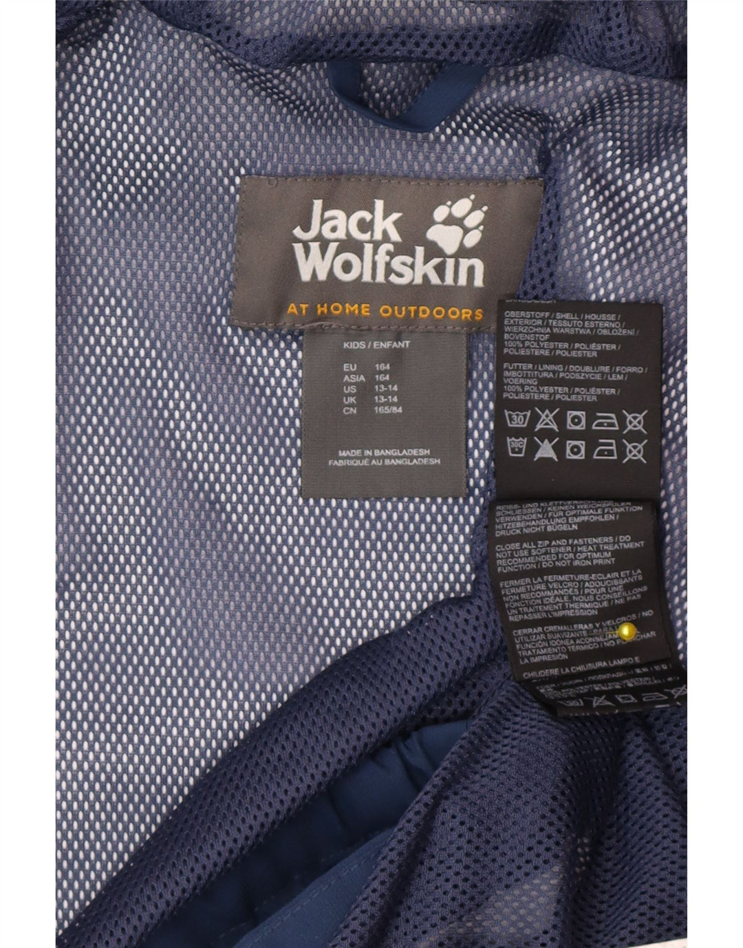 Jaqueta de chuva com capuz para meninos Jack Wolfskin 13-14 anos azul marinho poliéster