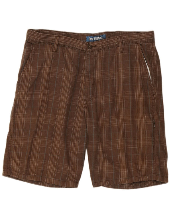 Shorts cargo masculinos Lee W38 XL algodão xadrez marrom