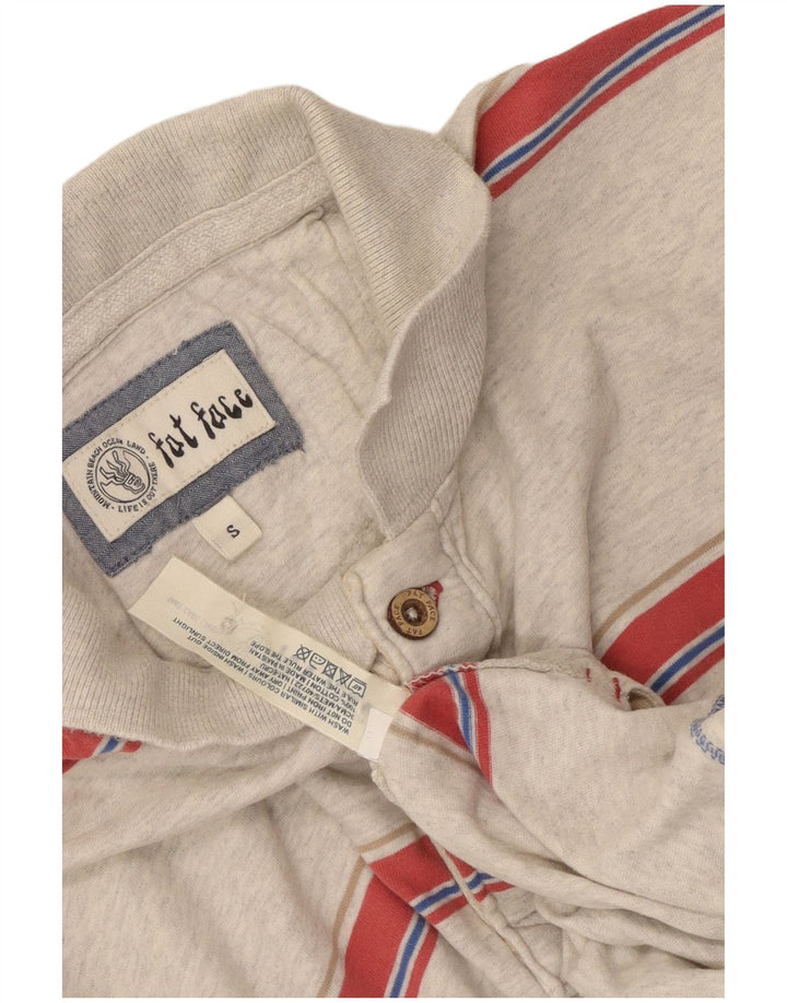 Camisa polo masculina Fat Face pequena listrada cinza de algodão