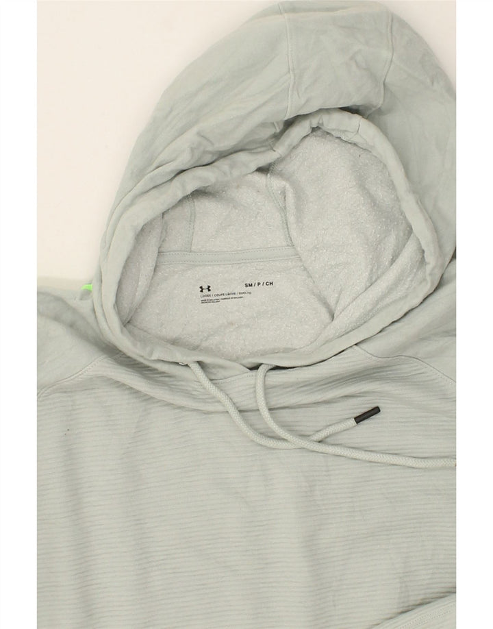 UNDER ARMOUR Womens Graphic Hoodie Jumper UK 10 Small Grey Cotton | Vintage Under Armour | Thrift | Second-Hand Under Armour | Used Clothing | Messina Hembry 