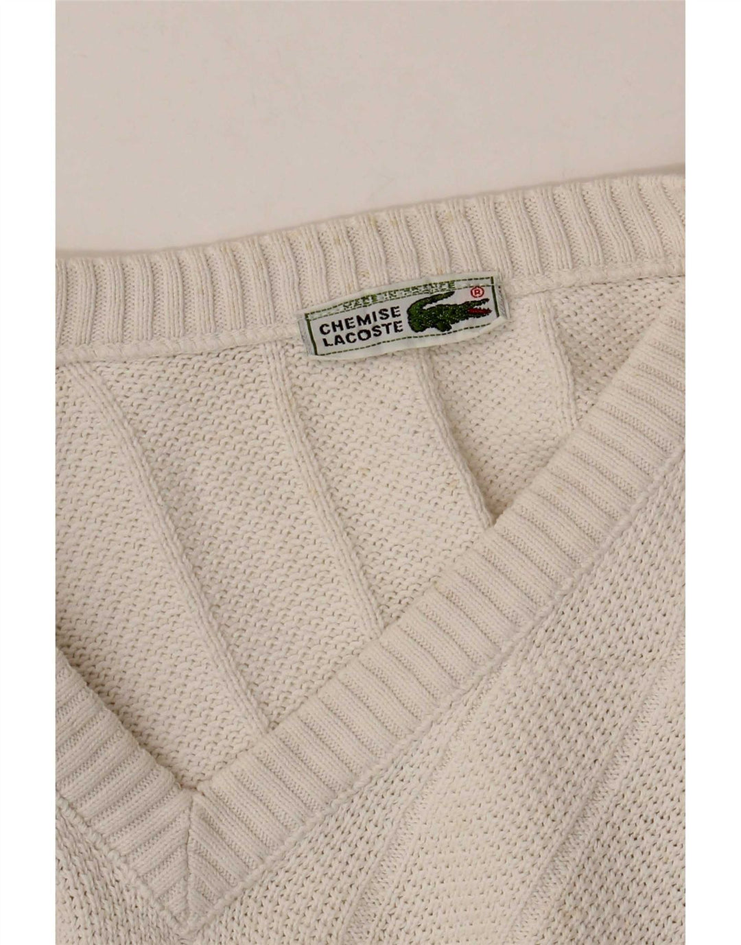 Suéter masculino Lacoste com decote em V tamanho 6 XL branco