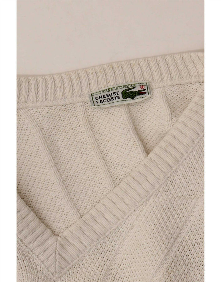 Suéter masculino Lacoste com decote em V tamanho 6 XL branco