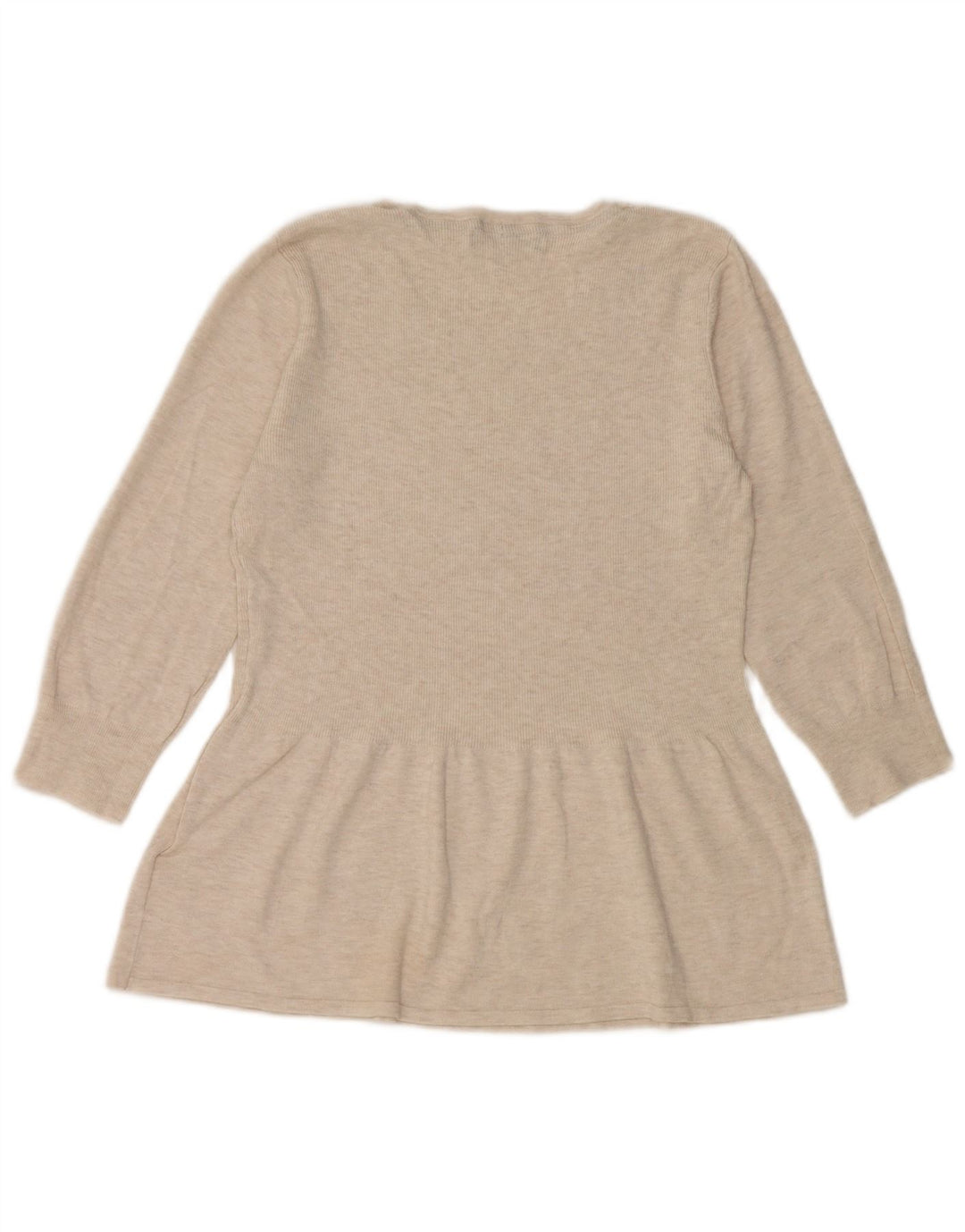 Top feminino Marks & Spencer manga 3/4 Reino Unido 12 viscose manchada bege médio