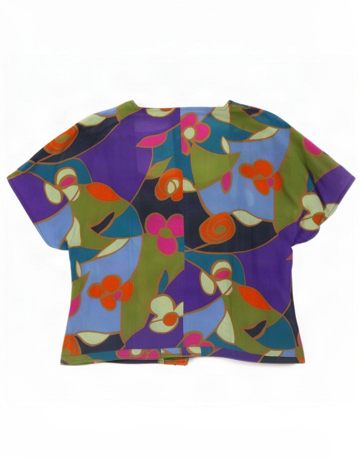 Blusa feminina Elite manga curta IT 46 grande acetato multicolorido