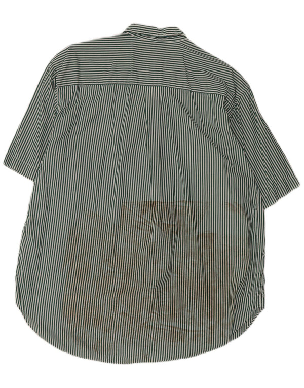 Camisa masculina de manga curta Trussardi tamanho 42 16 1/2 risca de giz verde grande