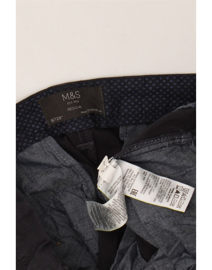 Calça chino masculina Marks & Spencer de ajuste regular W36 L29 algodão azul marinho