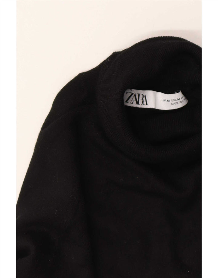 Zara Suéter feminino com gola redonda e gola redonda Reino Unido 14 médio preto