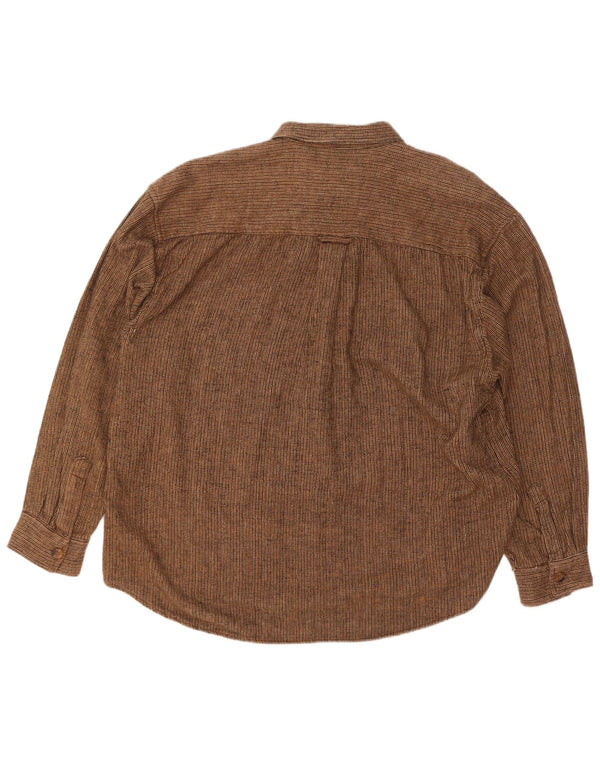 Camisa masculina de flanela Chaser tamanho 16 grande algodão listrado marrom