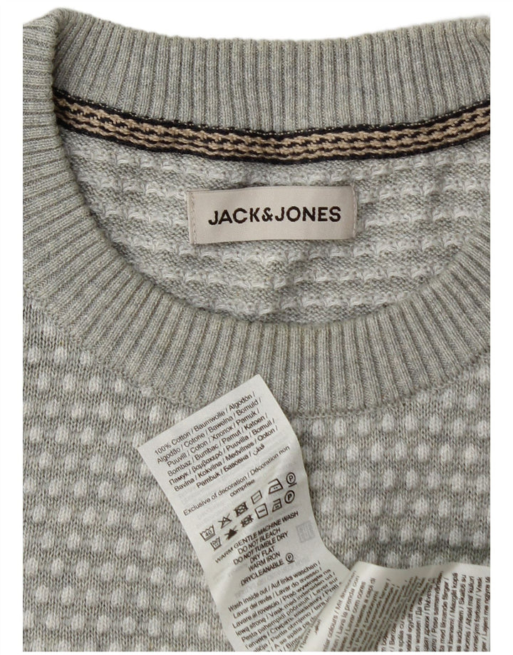 Suéter masculino Jack & Jones com gola redonda cinza médio manchado