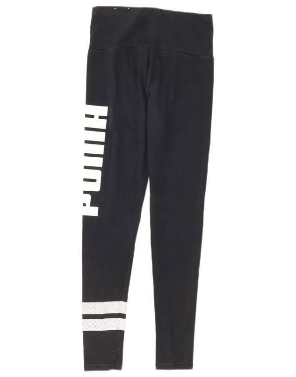 Puma Womens Graphic Leggings UK 8 Pequeno Algodão Azul Marinho