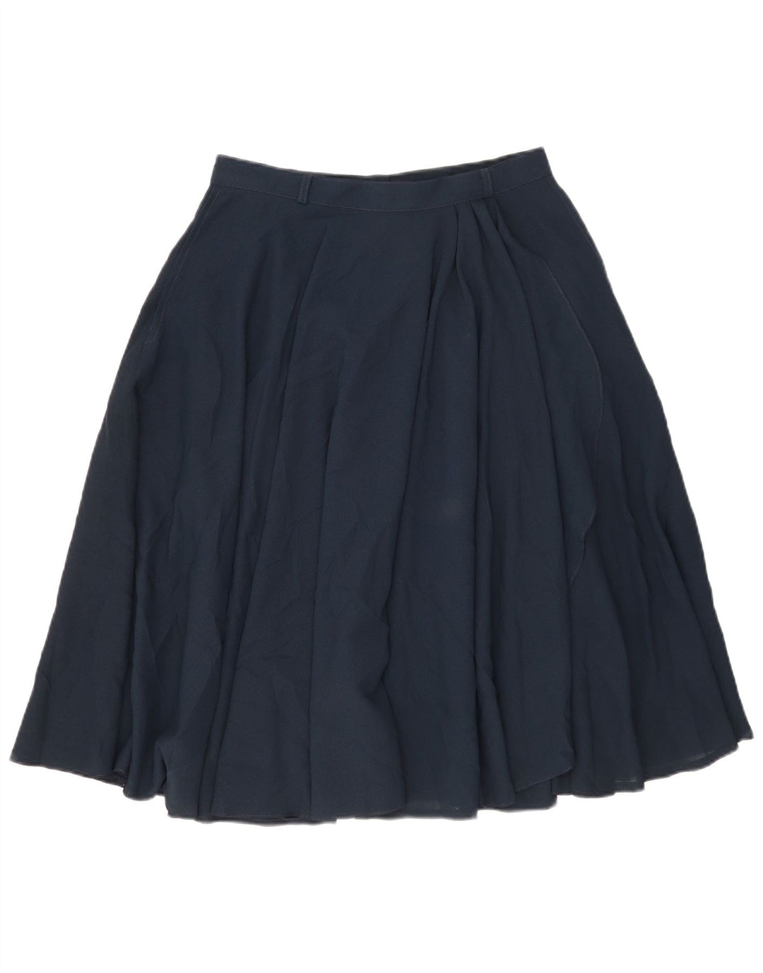 Saia feminina vintage plissada em linha A IT 46 grande W30 azul marinho poliéster
