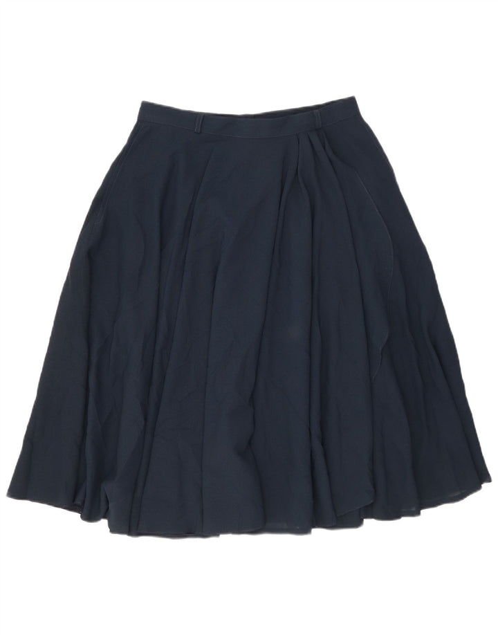 Saia feminina vintage plissada em linha A IT 46 grande W30 azul marinho poliéster