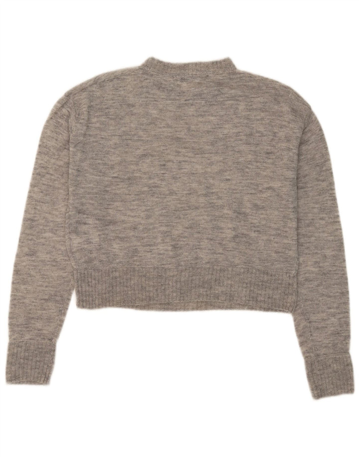 Suéter feminino Zara com gola tartaruga grande, Reino Unido, 10 lã cinza pequena