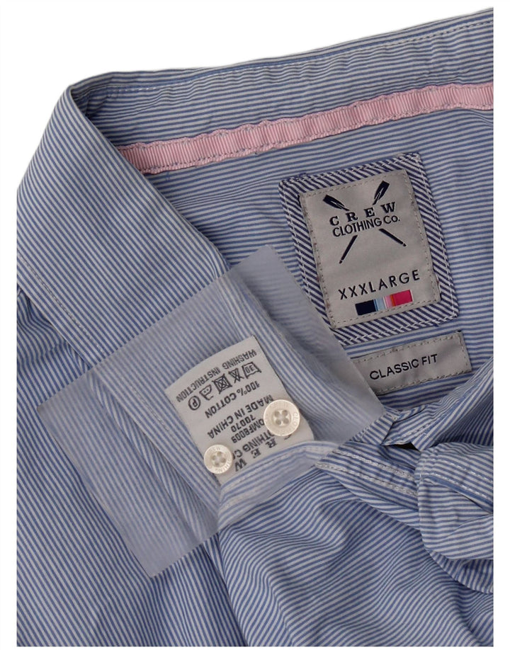 Camisa masculina clássica de ajuste da Crew Clothing 3XL algodão listrado azul