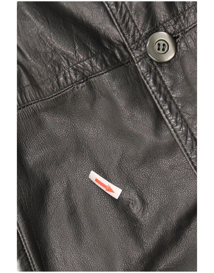 Casaco de couro masculino vintage UK 40 grande couro preto