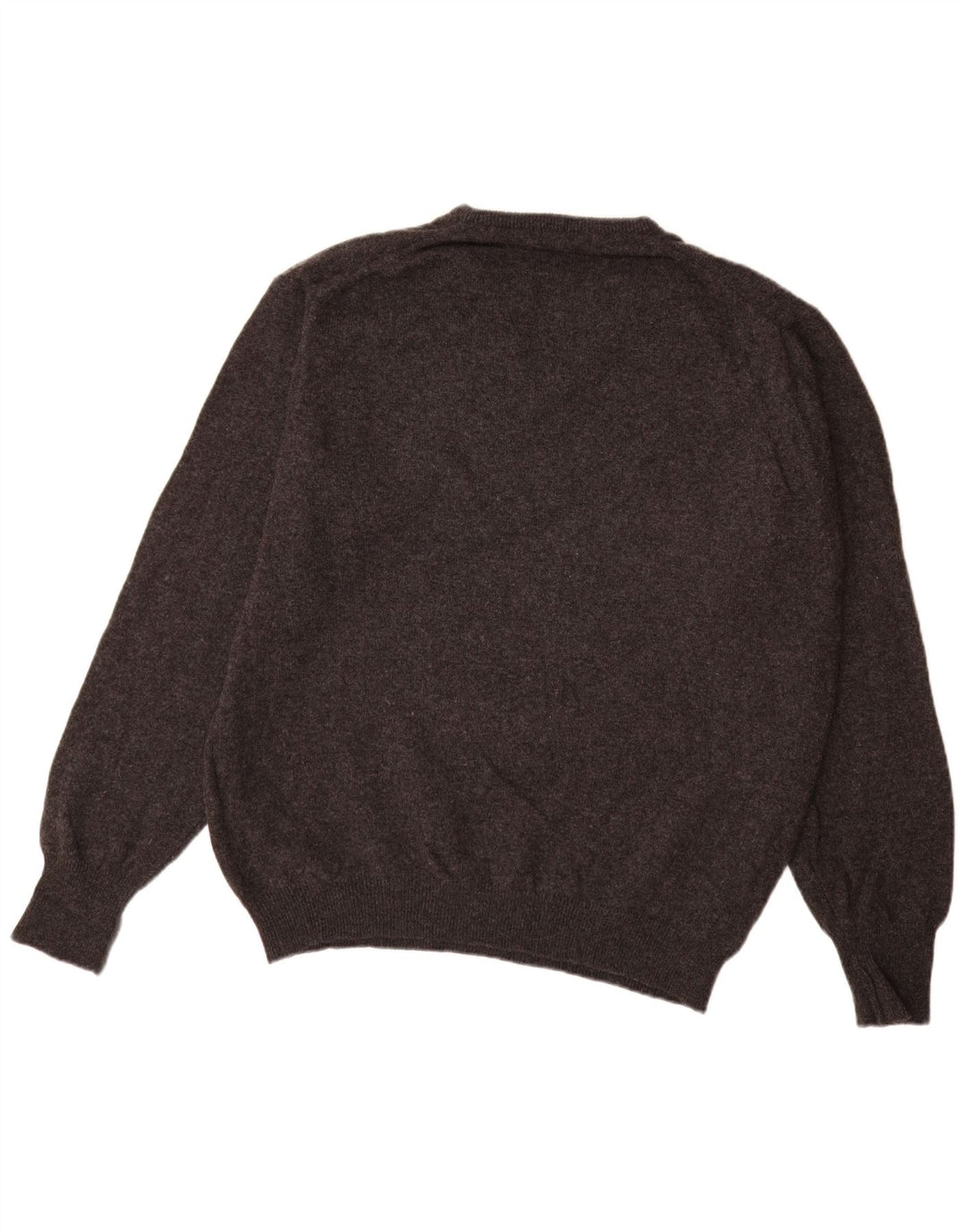 Suéter masculino Marks & Spencer com decote em V grande lã de cordeiro manchada cinza