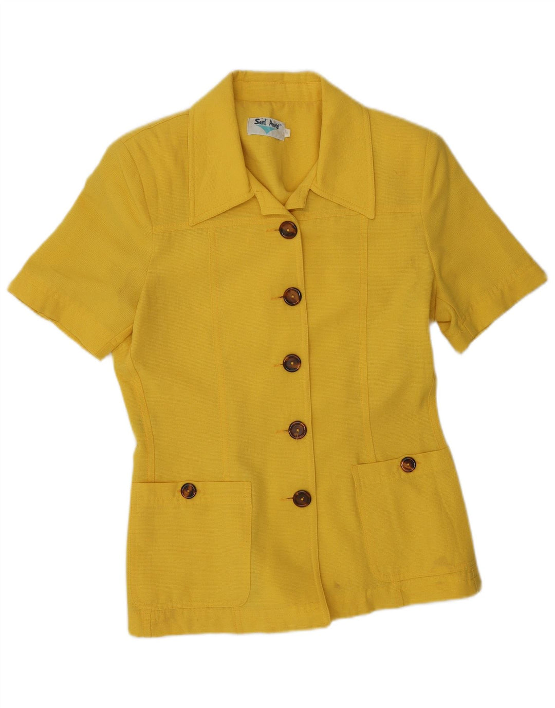Jaqueta blazer feminina VINTAGE de manga curta com 5 botões IT 44 amarelo médio