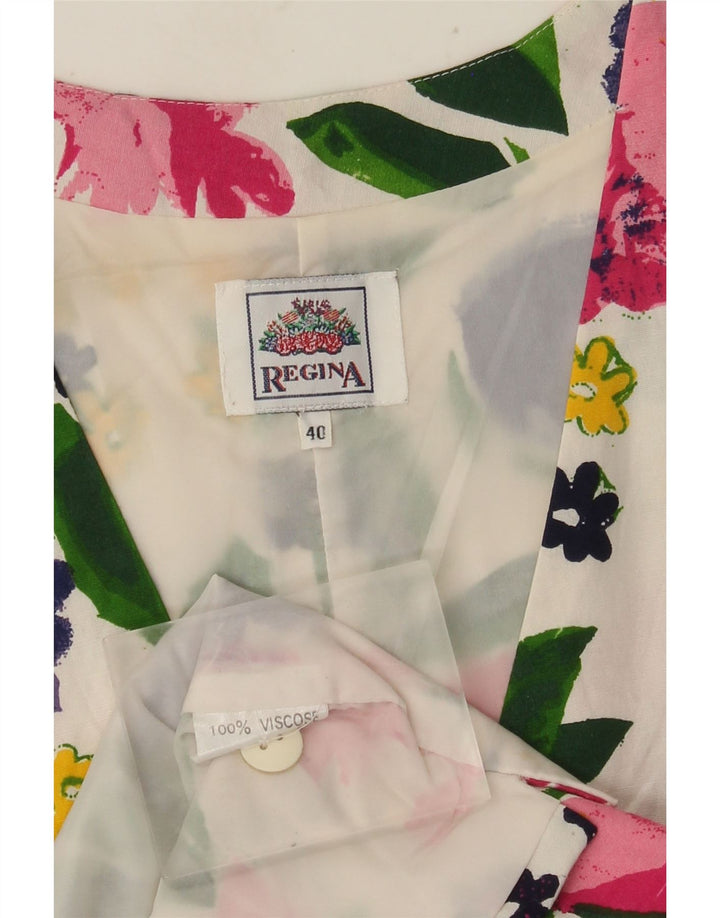 Colete feminino Regina EU 40 médio branco floral viscose