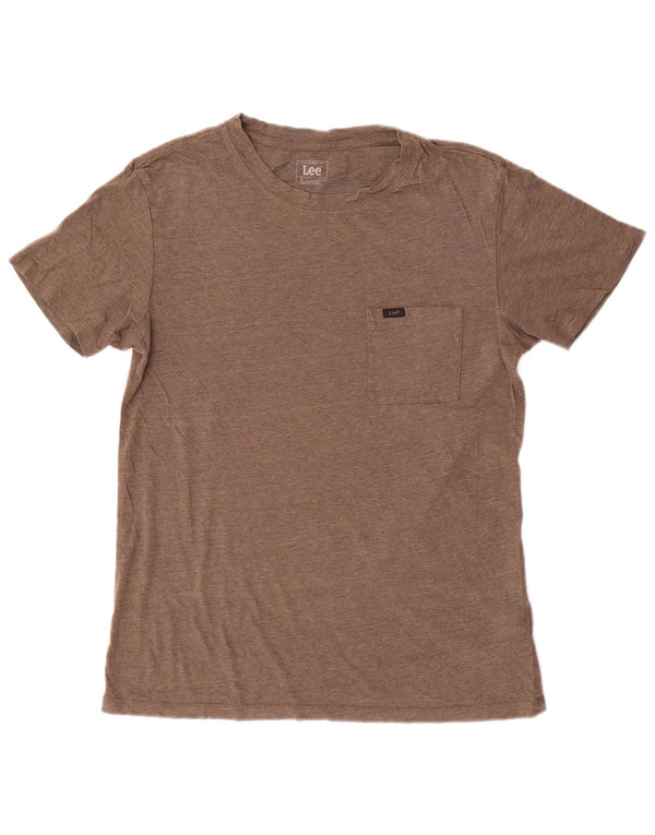 Camiseta masculina Lee Slim Fit top pequeno algodão manchado marrom