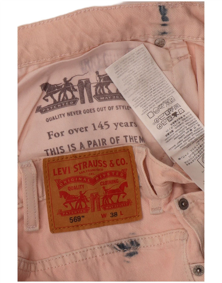 LEVI'S Masculino 569 Shorts Jeans W38 XL Rosa Tie Dye Algodão