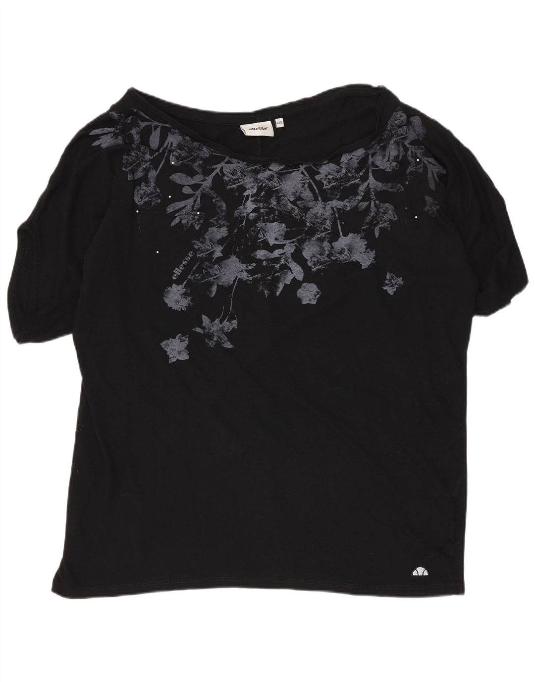 Camiseta feminina gráfica ELLESSE UK 20 2XL algodão preto