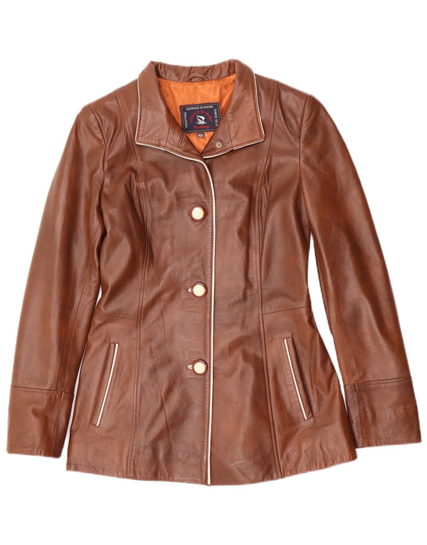 Jaqueta de couro feminina Giorgio Di Mare UK 6 XS couro marrom