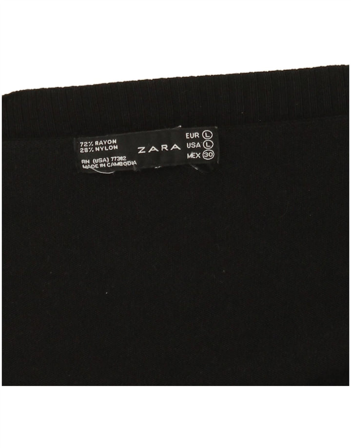 Suéter cardigã aberto feminino Zara Reino Unido 14 grande rayon preto