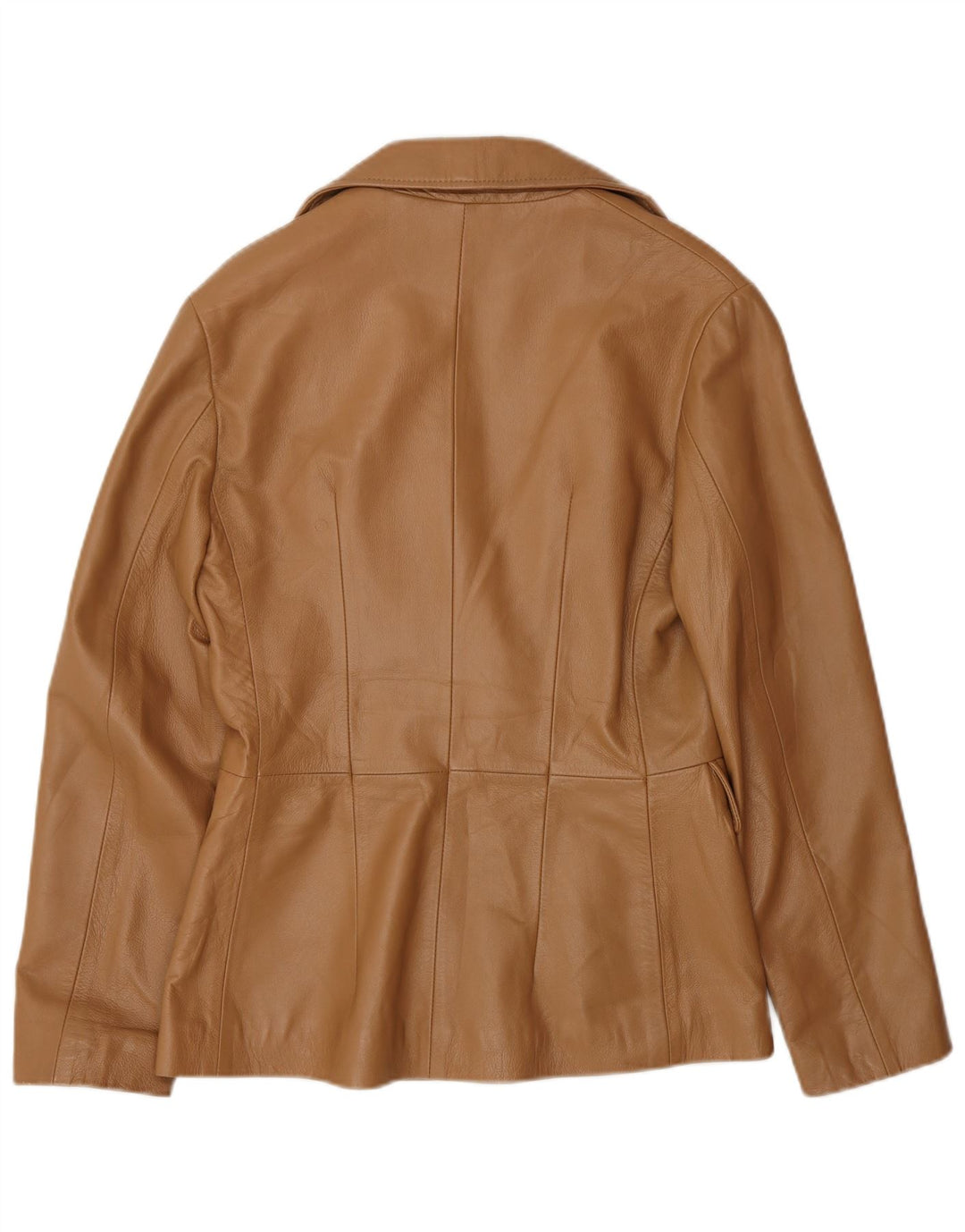 Jaqueta blazer feminina vintage de couro com 1 botão Reino Unido 12 couro marrom médio