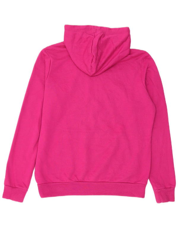 Puma feminino gráfico moletom com capuz UK 14 médio algodão rosa