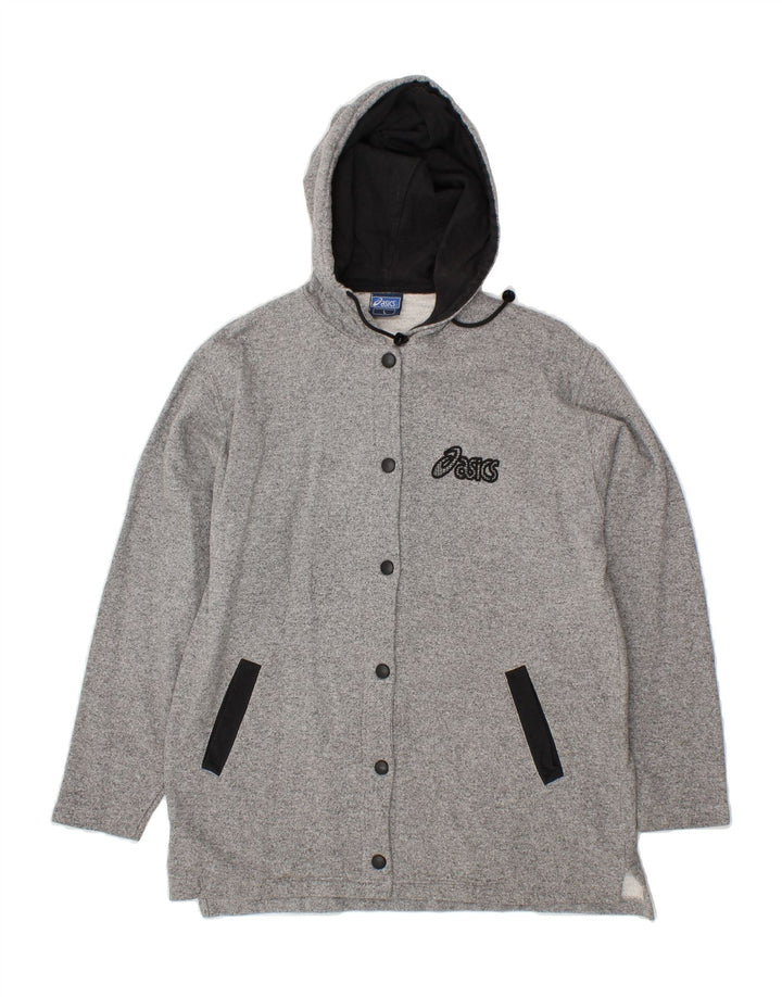 ASICS Womens Hooded Tracksuit Top Jacket UK 16 Large Grey Cotton Vintage Asics and Second-Hand Asics from Messina Hembry 