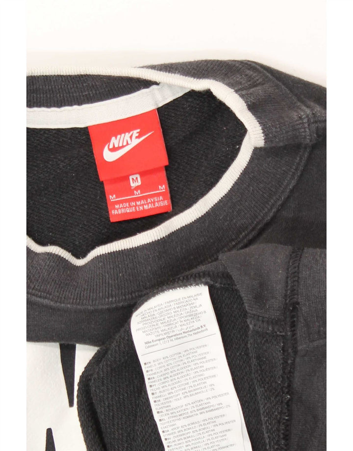Nike feminino oversized moletom jumper reino unido 14 médio preto algodão