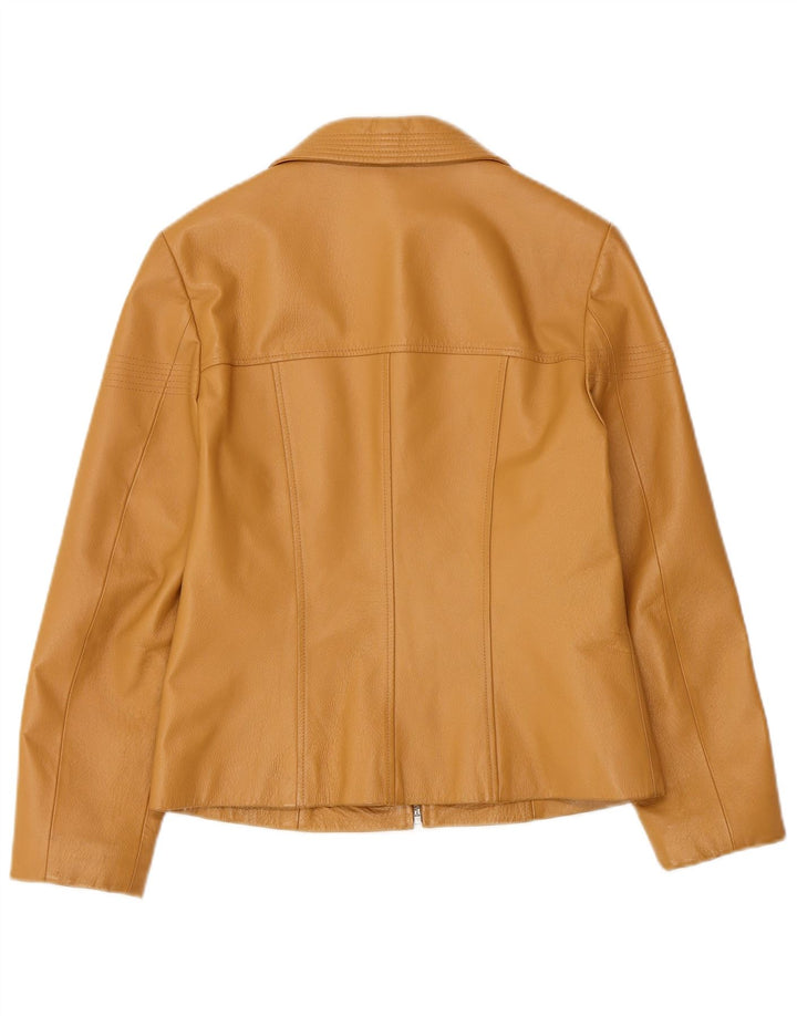 Jaqueta de couro feminina TOGETHER UK 8 pequena couro bege